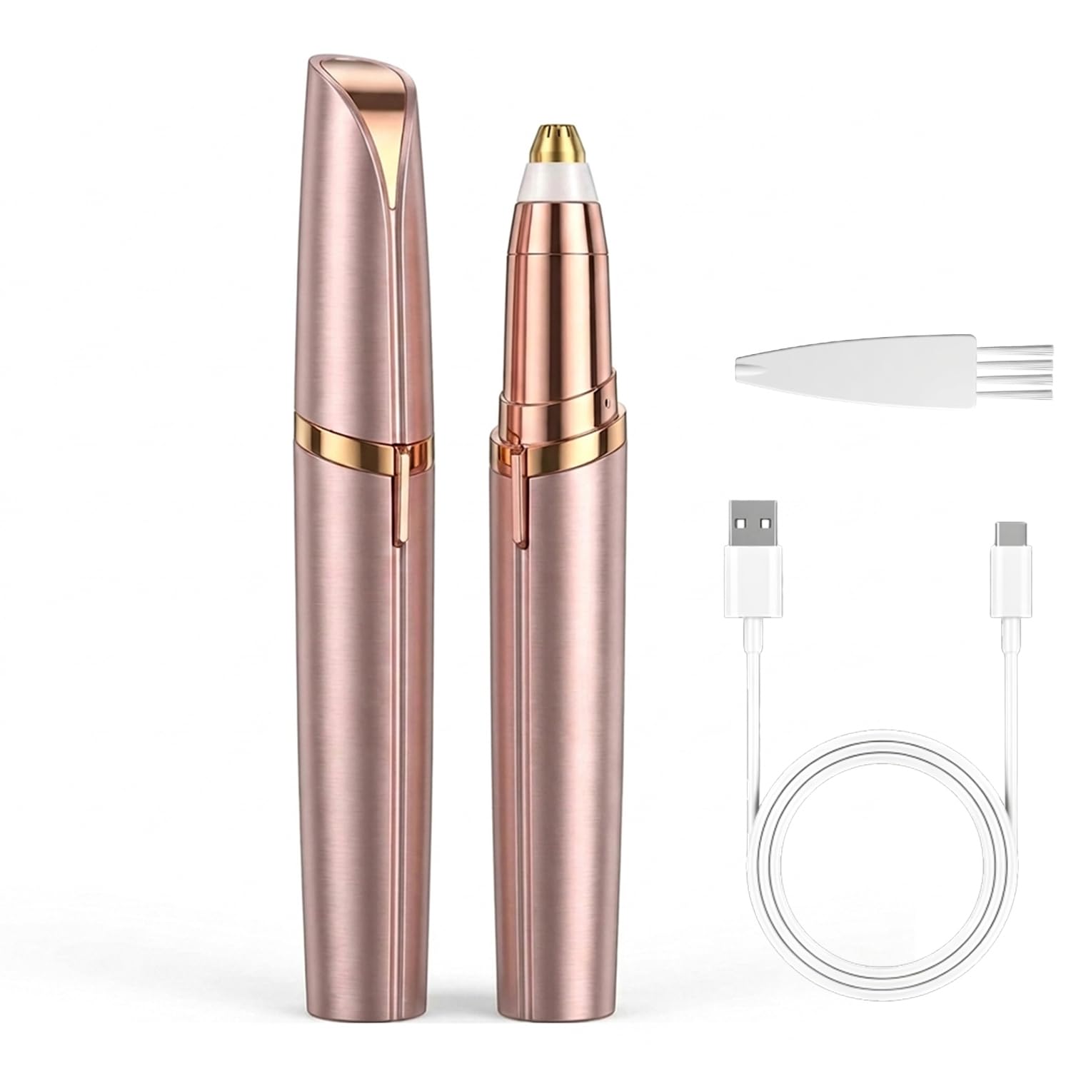 Electric Eyebrow Trimmer for Women, Rechargeable Eyebrow Razors (Rose Gold)