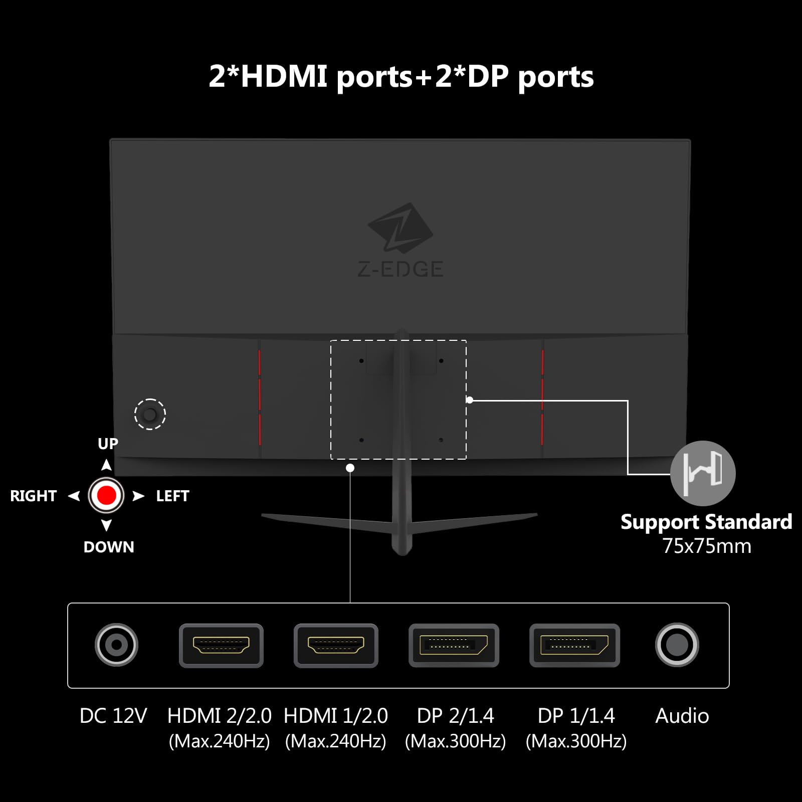 Amazon.com: Z-Edge 24.5 inch 300Hz 280Hz 240Hz Gaming Monitor,FHD