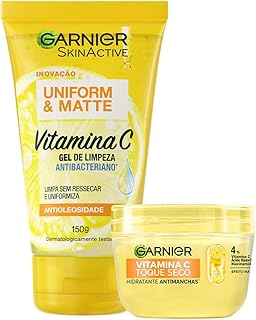 Garnier Uniform & Matte, Kit Skincare Gel de Limpeza e Hidratante com Vitamina C, Ação Antioleosidade e Uniformizadora, para uma Pele Iluminada e Hidratada, 85 e 150g