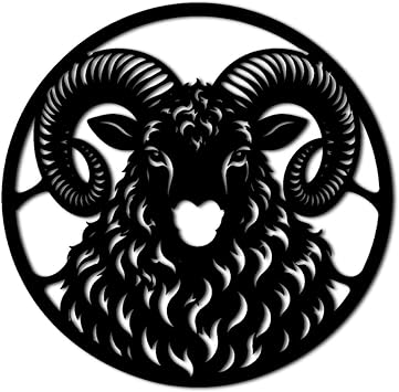 Ram Head Metal Wall Art Metal Outdoor Decor Metal Signs Rustic Farmhouse Style Wall Decor Exquisite Statement Piece Home Decoration for Living Room Bedroom Office Black,16inch