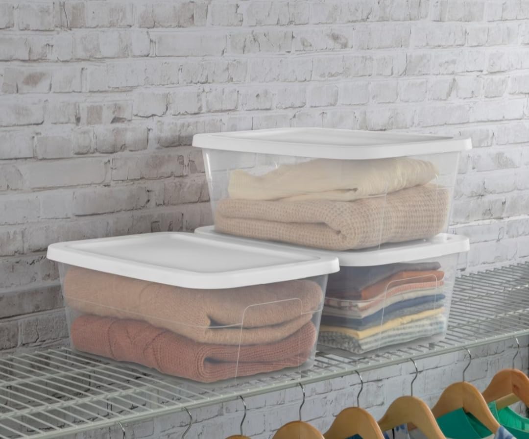 16 Quart Clear Storage Bins, Plastic Tubs with Lids for Storage, 10-Pack