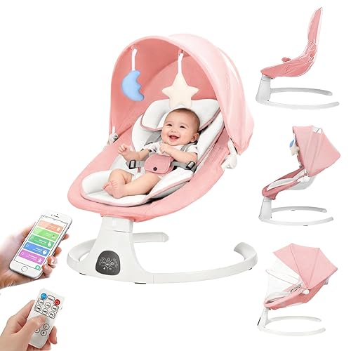 Columpio eléctrico y portátil para bebé columpio inteligente con sensor, velocidades ajustables y arnés de seguridad, ideal para el hogar y viajes