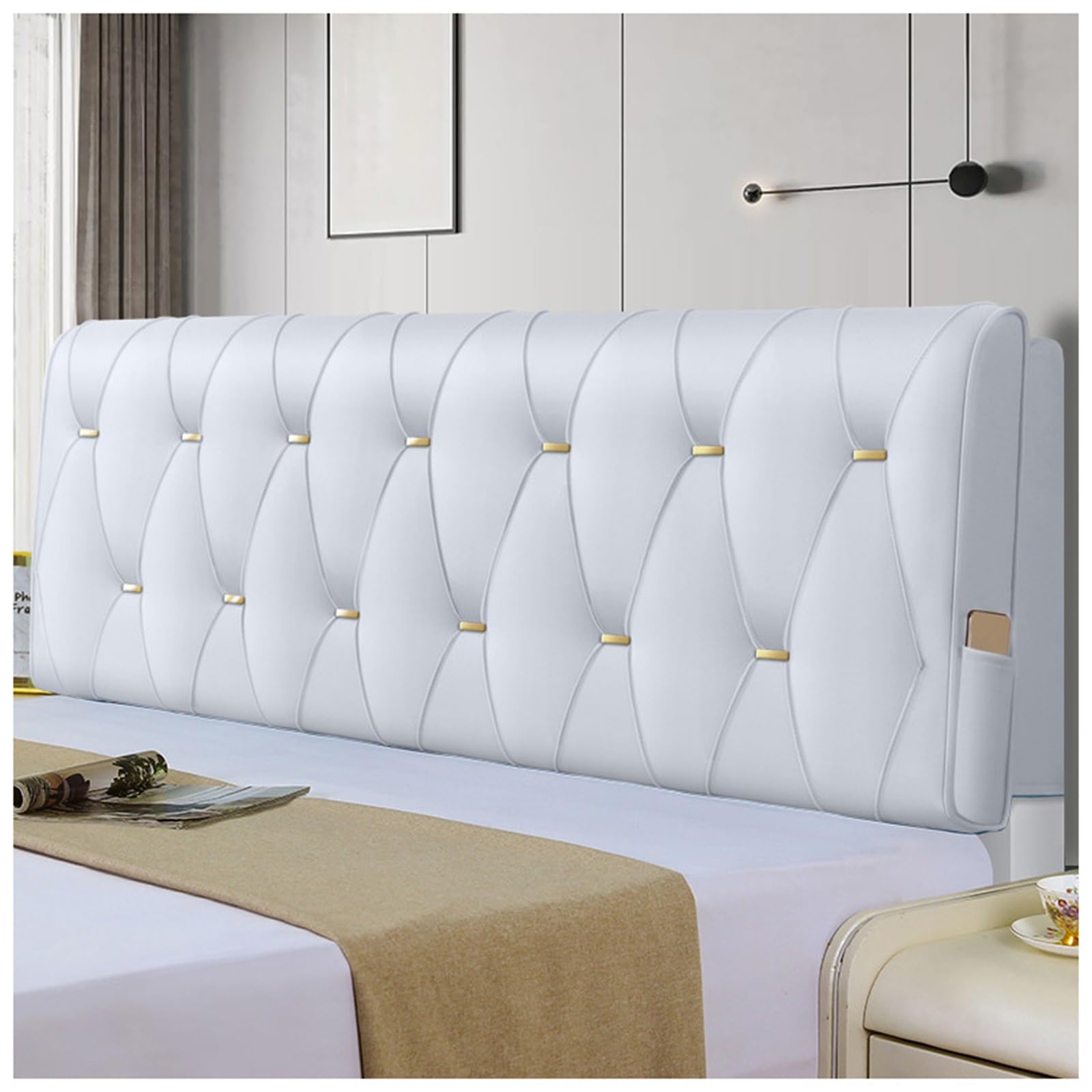 YUEZHONG Copri Testiera Imbottita Impermeabile For Testiera In Metallo, Copri Testiera Impermeabile, Copri Testiera Letto In Metallo(Beige,190x60x10cm/75x24x4in)