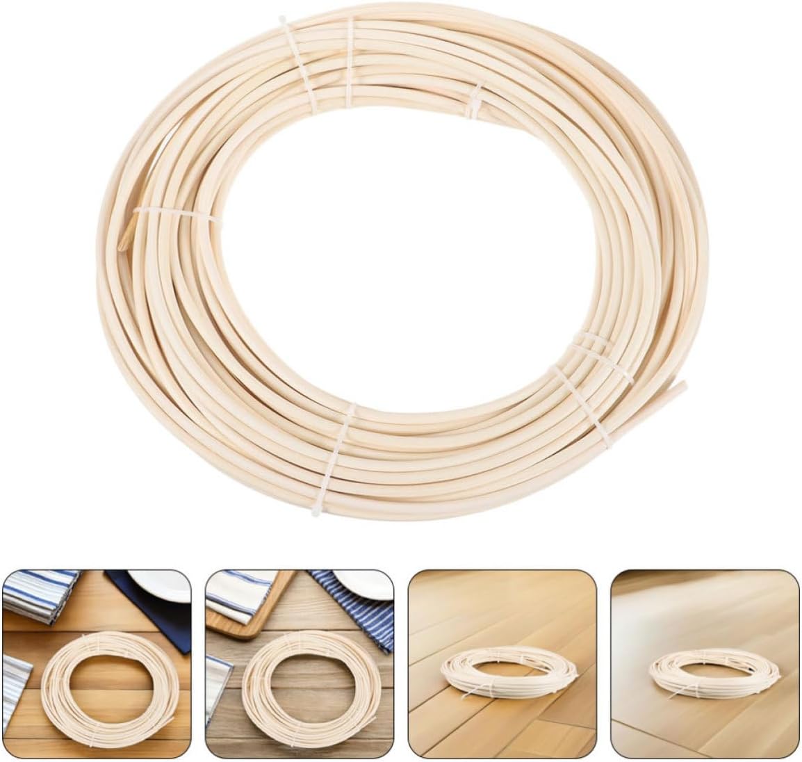 3 Rolls Natural Round Rattan Roll for DIY Crafts and Basket Making