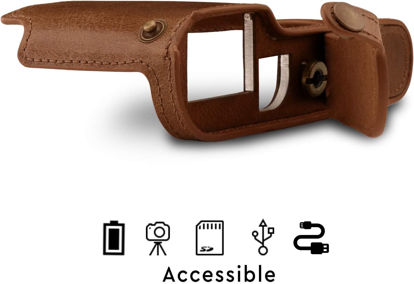 MegaGear Ever Ready Genuine Leather Camera Half Case compatible with