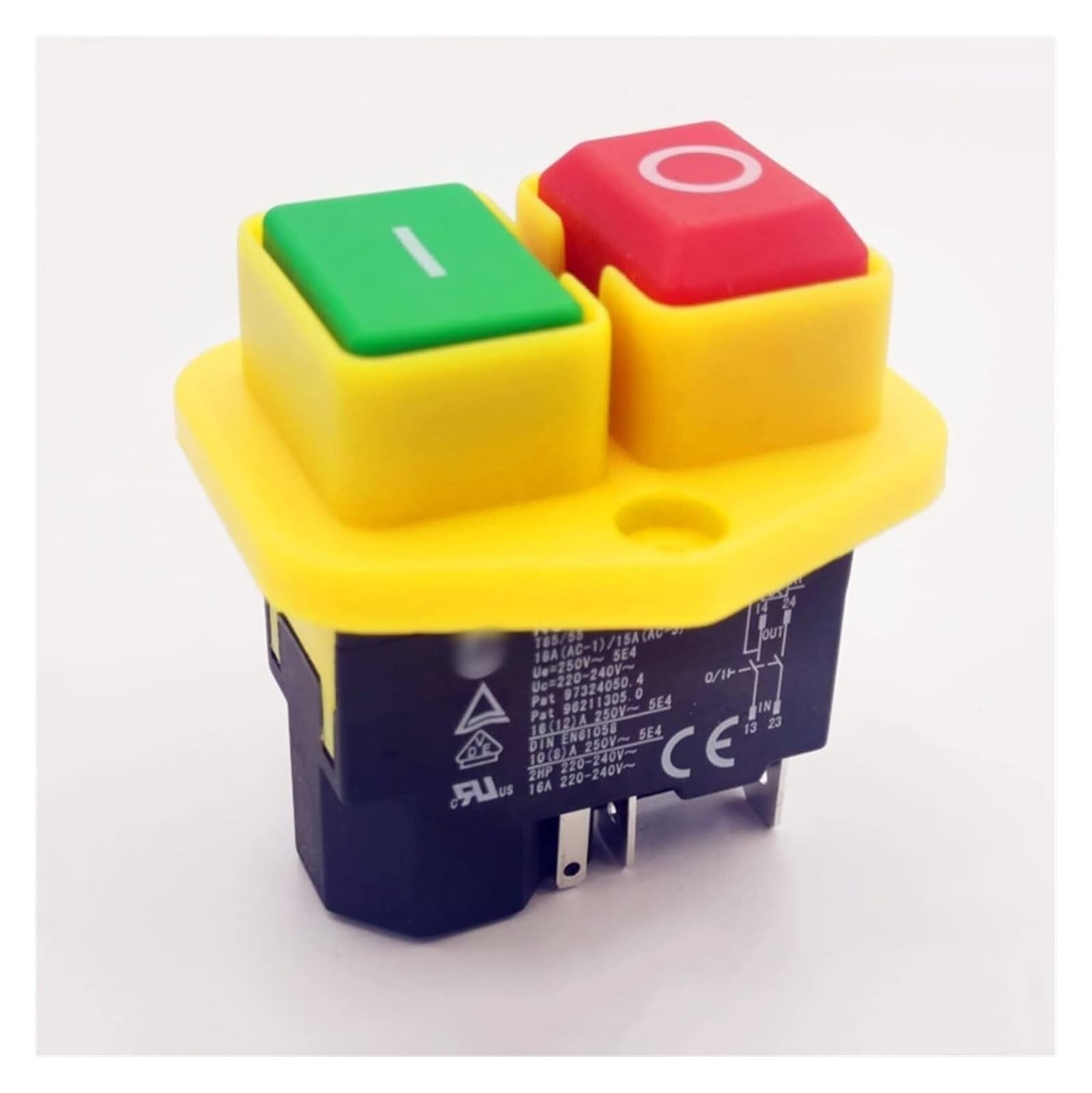 Interruptor de botón, botón de Encendido, botón 1 Interruptor de botón KJD17B 220 V-240 V 16 A Interruptor de Herramienta eléctrica de 5 Pines