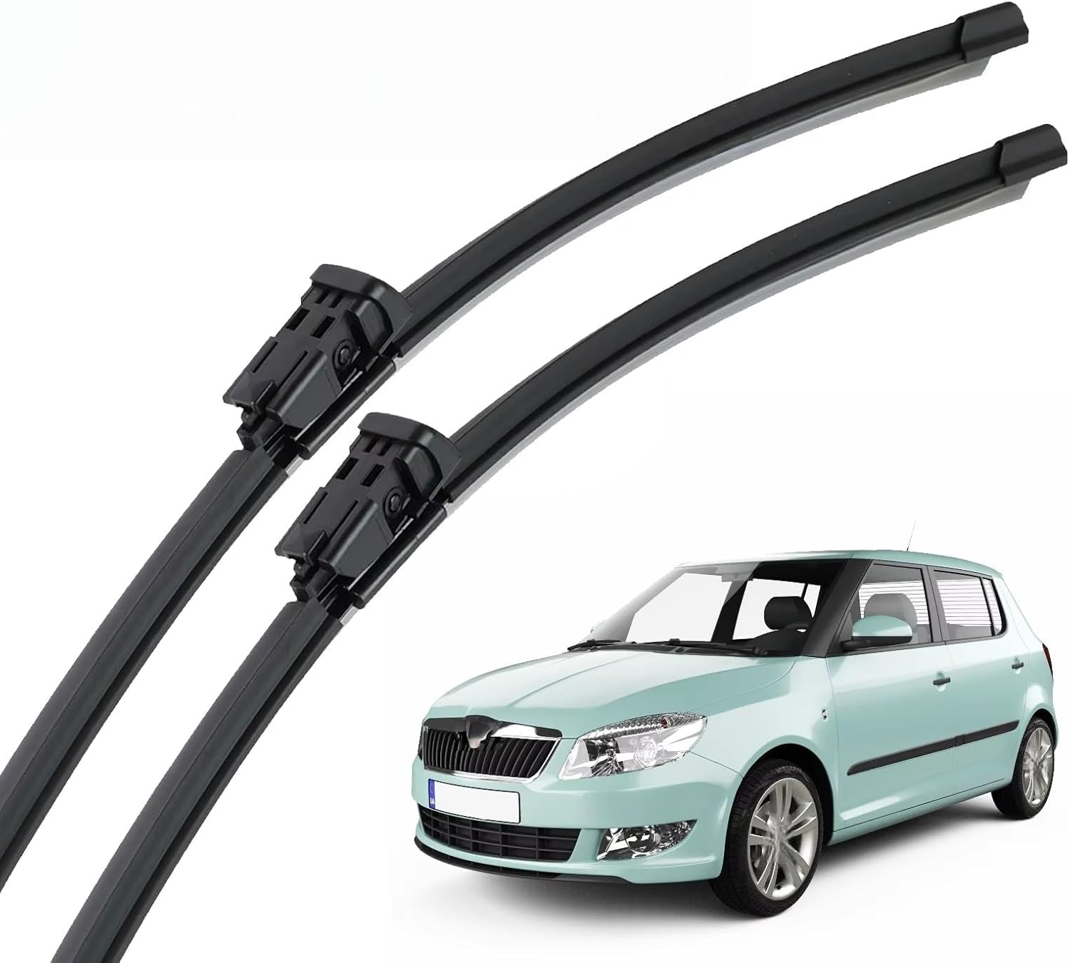 liufangfc Front Windscreen Beam Wipers for Skoda Fabia 5J 2007-2014 21''+21'', Set of 2 Replacement Blades with Pre-assembled Adapter, Only for Right-Hand Drive (UK)