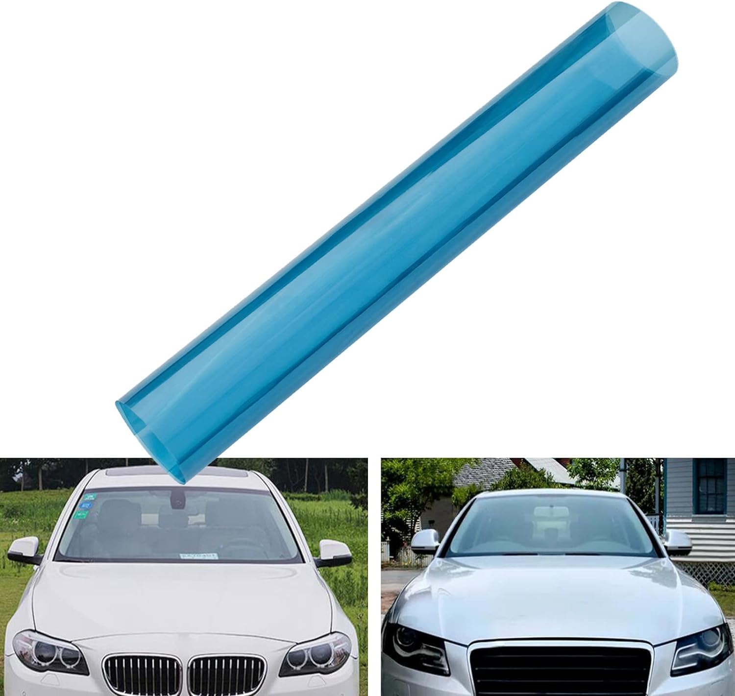 XhuangTech Tönungsfolie für Autofenster, Windschutzscheibe, Sonnenschutz, Privatsphäre, Hitze- und UV-Block, kratzfest, Membranbeschichtung, Blau (Hellblau, 101,6 cm x 3 m)