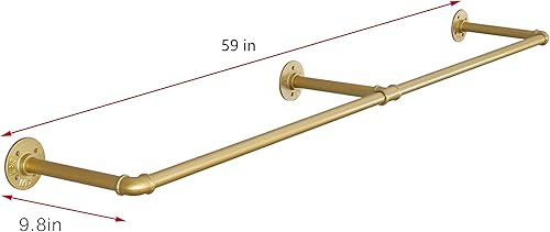 Miniatura 6 de Perchero industrial para ropa de tubería montado en la pared, estante de ropa vintage al por menor, perchero de ropa comercial de metal para colgar