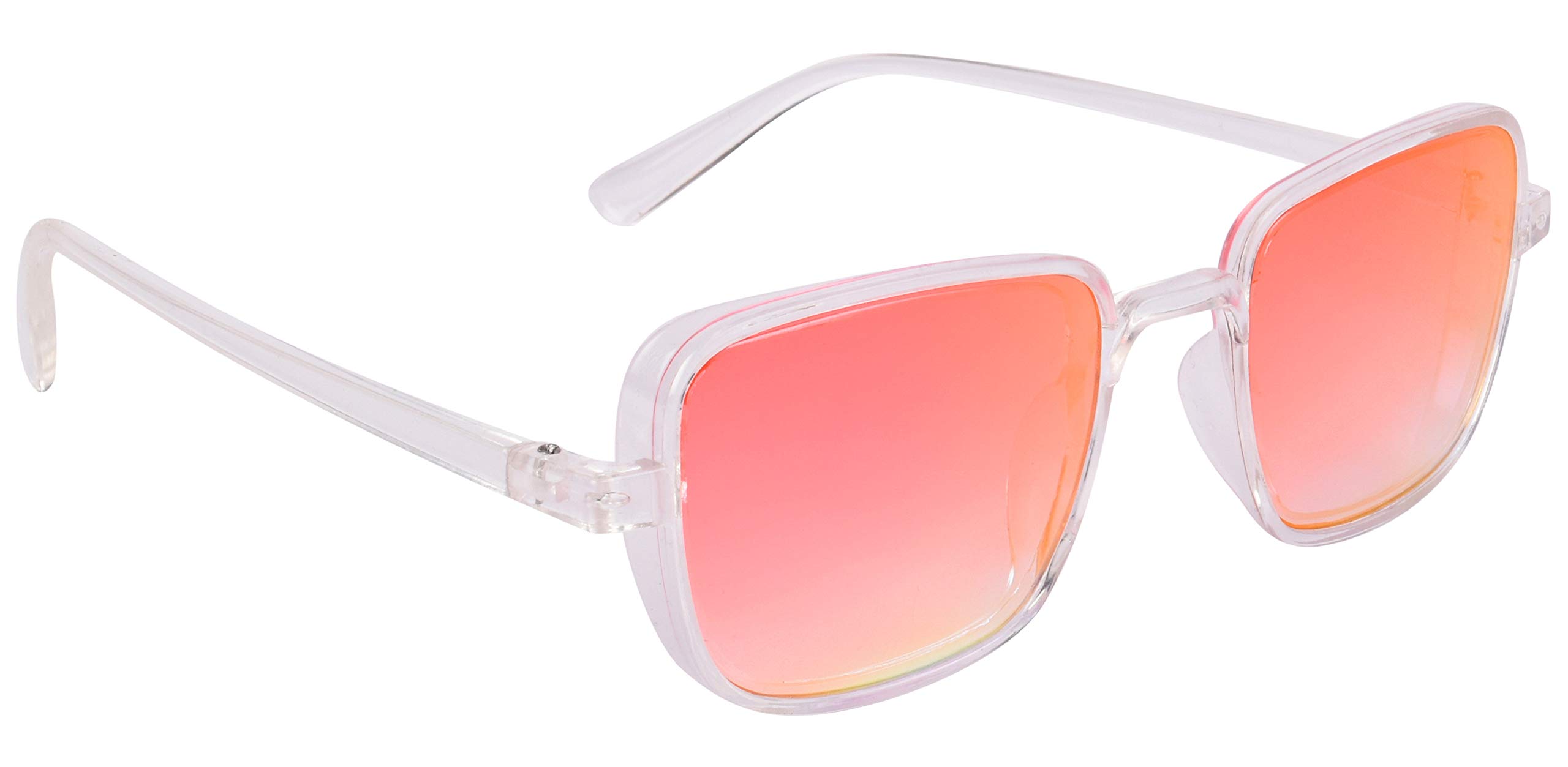Double-Mirrored Rectangular Unisex Kabir Singh Sunglasses - (Mirror Red-Gold Lens | Clear Frame | Medium Size | NW-KABR2-28)-image-23