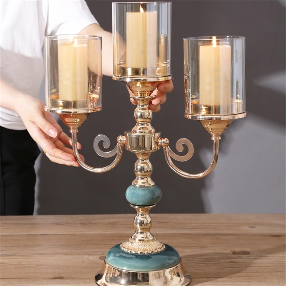 Portavelas Decorativos Candelabro de Tres Cabezas Ligero, decoración Mesa romántica Retro para Fiestas