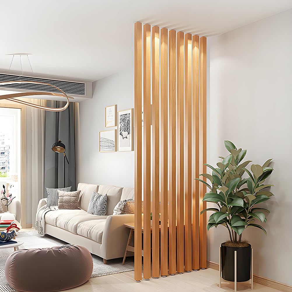 Générique Cloison EE Séparation Bois, Cloison Séparation Poteau Intérieur, Separation de Piece pour Entrée, Restaurant, Bureau, Colonne Décoration(Natural-1 Pcs,155cm)