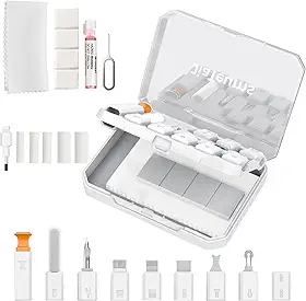 Ferramenta de Limpeza Da Porta de Carregamento Do Iphone, Kit de Limpeza Usb-C para Celular e Airpods, Kit de Reparo para Cabo de Dados de Laptop e Pc (Branco)