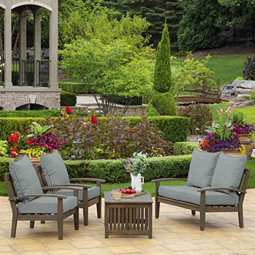 Image of Arden Deep Seat Outdoor Chair Cushion Set (2-Pack), 24 in x 24 in, Weather-Proof, Rain-Proof, Fade Resistant Patio Cushion Set for Chair, Sofa, and Couch Stone Grey Leala