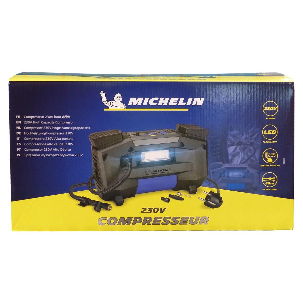 Michelin 009538 Kompresor samochodowy z LED z adapterem Uchwyt w obudowie