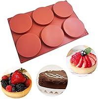 Vista 3 de findTop - Juego de 2 moldes redondos de silicona para tartas grandes con 6 cavidades, moldes antiadherentes para hornear, molde para pastel