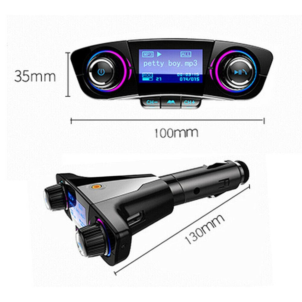Kit de transmisor FM manos libres inalámbrico para coche Reproductor de MP3 Cargador USB doble AUX Coche compatible con Bluetooth Auto Audio Aux Pantalla LED