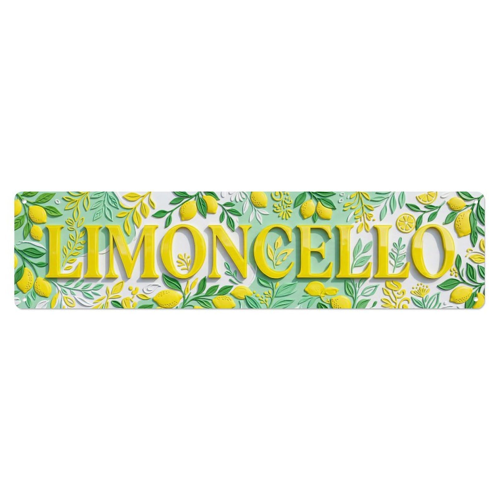 Limoncello Raised Acrylic Lemon Metal Tin Skinny Sign Plaque Wall Decor for Cafe, Club Bar, Office, Home Garden Metal Poster 4x16Inch