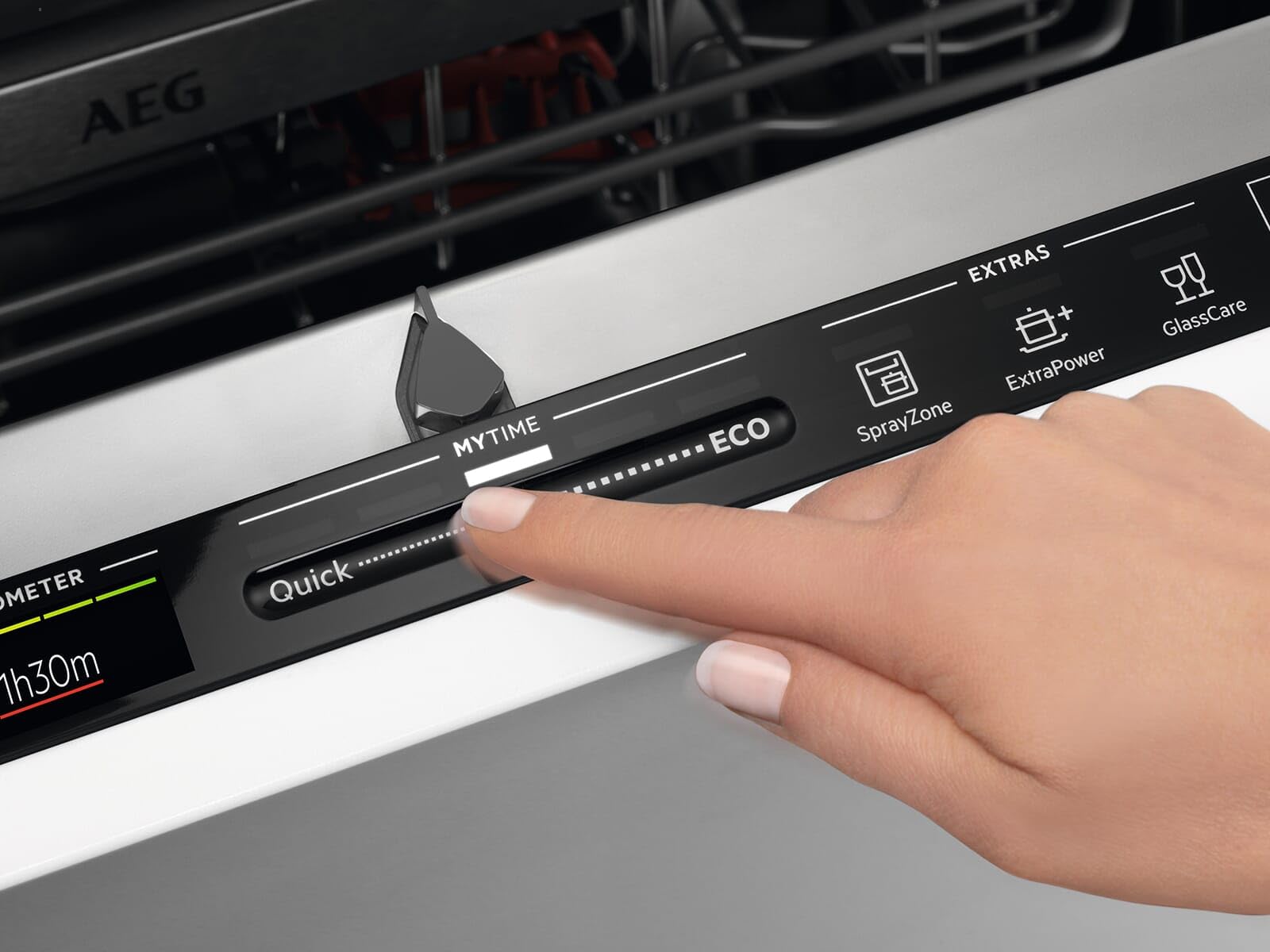 AEG Lavavajillas empotrable de acero inoxidable totalmente integrado, 10 placas, 45 cm de ancho, tecnología AirDry