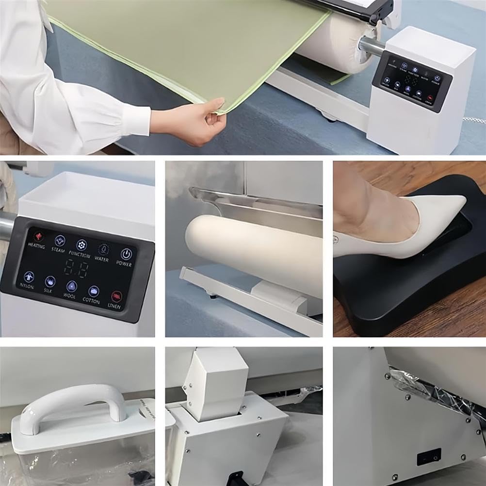 Macchina da stiro rotativa per uso domestico con comando a pedale e touch screen per vestiti, indumenti, tende, lenzuola e tovaglie