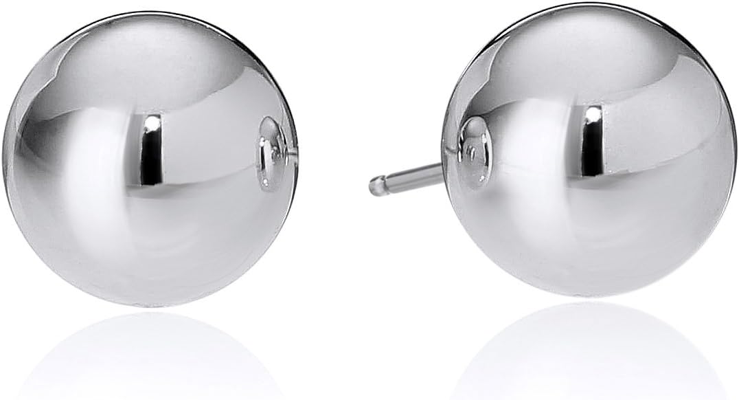 Amazon EssentialsPlated Sterling Silver Polished Ball Stud Earrings
