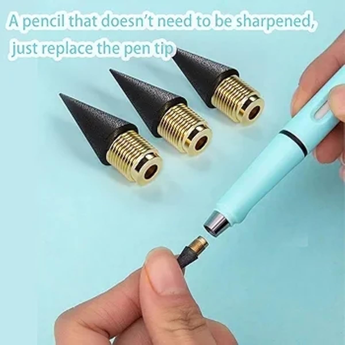 FEELHIGH 6 Pcs Inkless Eternal Pencils, Everlasting Infinity Pencil with Eraser, Eternal Pencil For School Office for Writing, Sketch, Drawing(Built-in 6 Erasers)