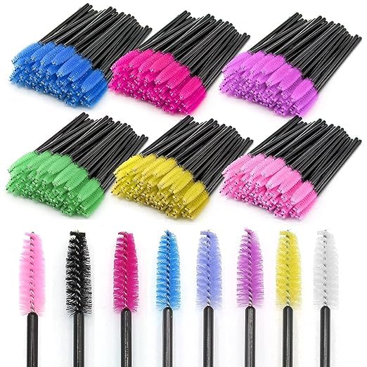 50Pcs Disposable Eyelash Brushes, Mascara Wands, Eye Lash Brush, Spoolies for Eyelash Extensions, Spoolie Eyebrow Eyeshadow Brow Makeup Supplies Kit Cleansing Glitter Applicator Tool(MULTICOLOUR)