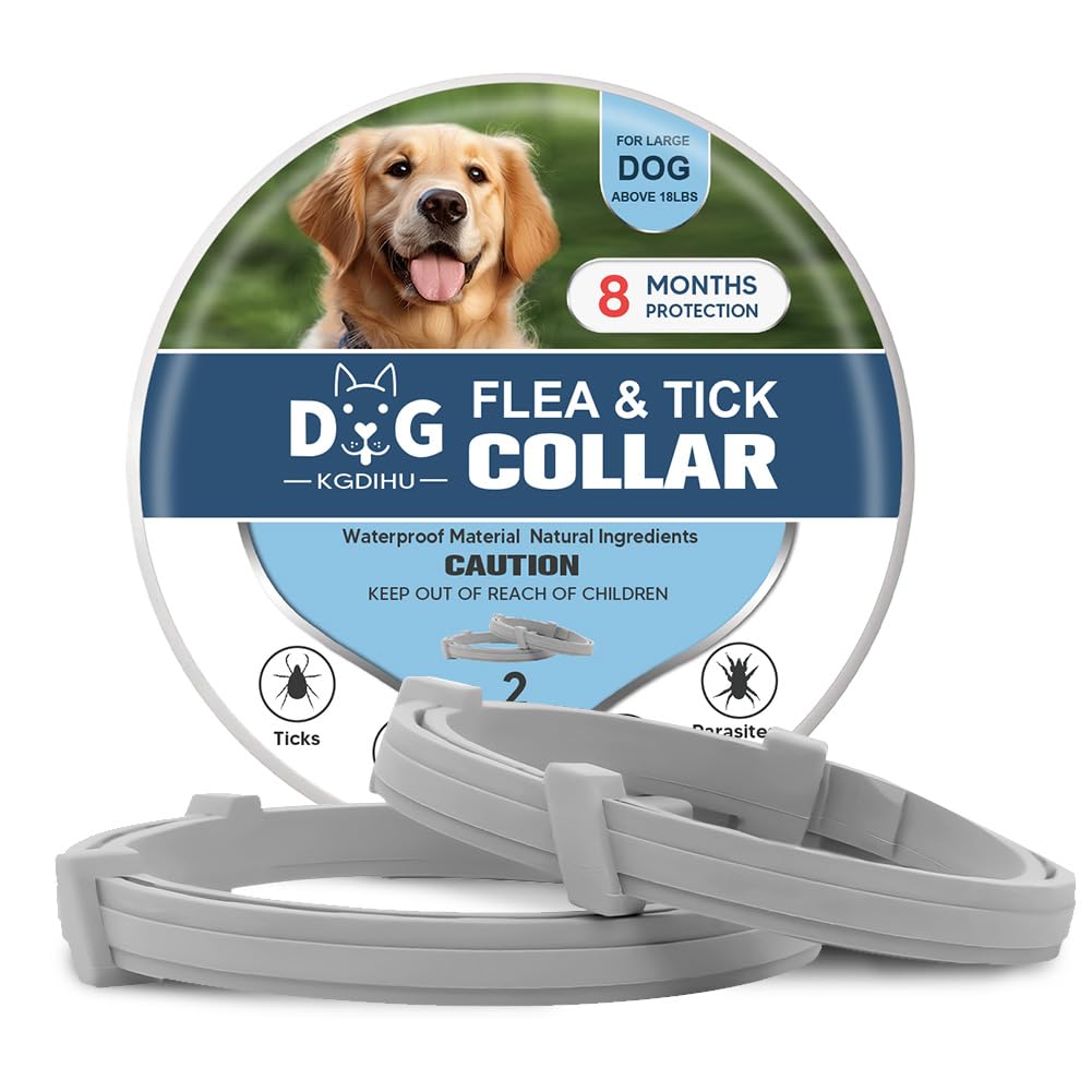 Collar Antipulgas y Garrapatas para Perros, Protección Natural a Base de Plantas, Seguro para Mascotas y Familia, Collar Ajustable e Impermeable, Dura hasta 8 Meses – Pack de 2
