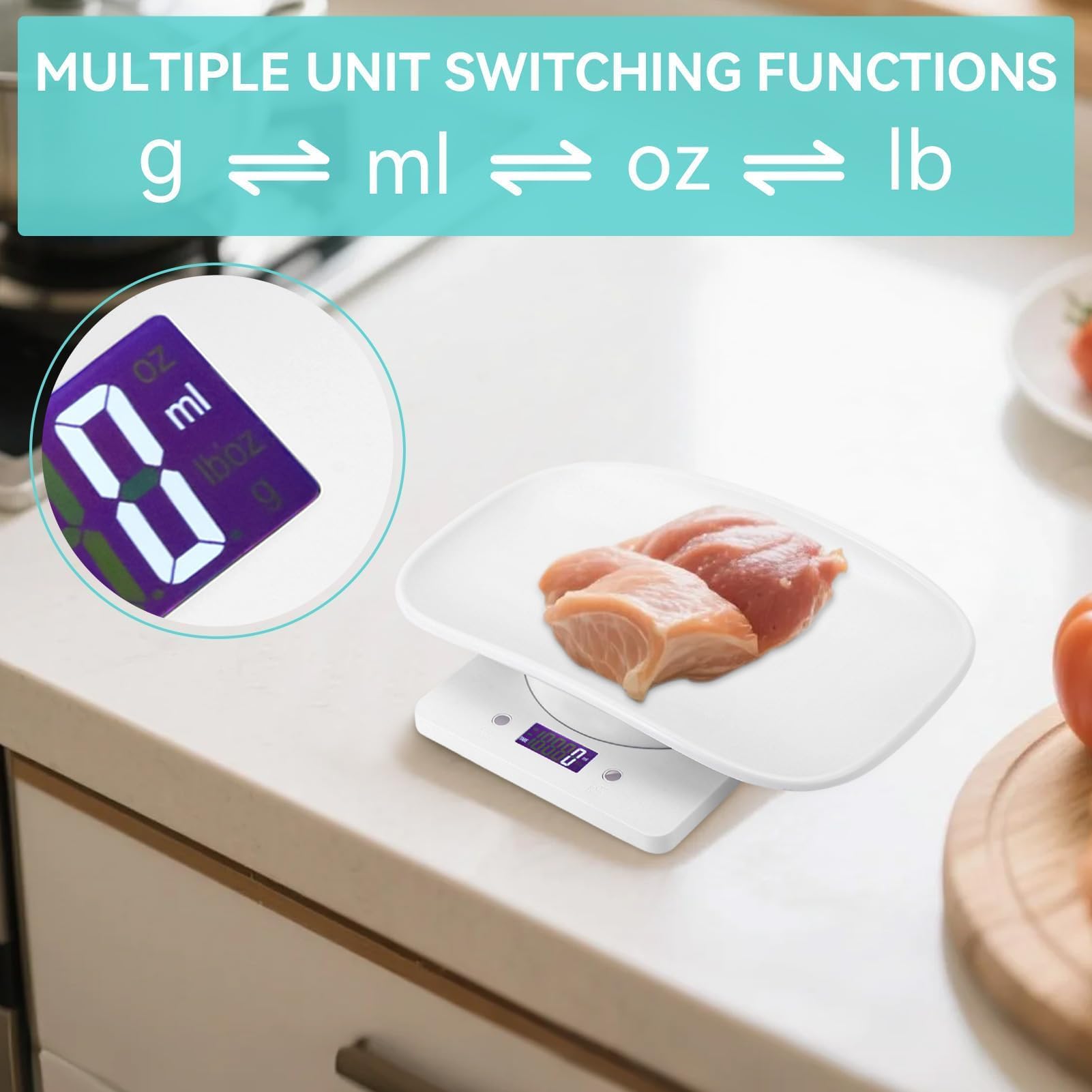 Agatige Báscula De Peso para Mascotas Pequeñas 10kg/1g, Báscula Multifuncional Portátil con Bandeja Extraíble, Báscula Digital LCD Electrónica para Medir Peso del Recién Nacidos Animales (Máx 10 Kg)