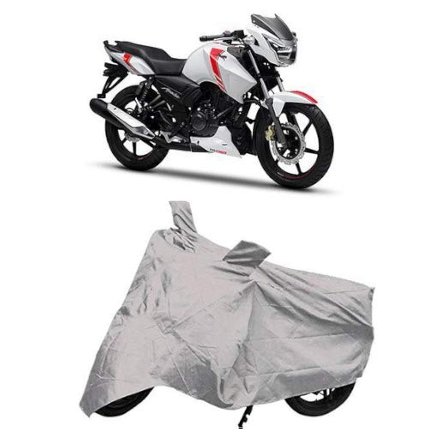 DRIZE ™ Water Resistant Two Wheeler Bike Body Cover for TVS Apache 160 (Silver).