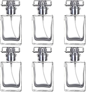 6 Pack 30ml / 1 Oz Transparent Refillable Perfume Bottle, Portable Square Empty Glass Perfume Atomizer Bottle with Spray Applicator 4 Free kinds of perfume dispenser(6 Pack 30ml / 1.01 oz. Transparent
