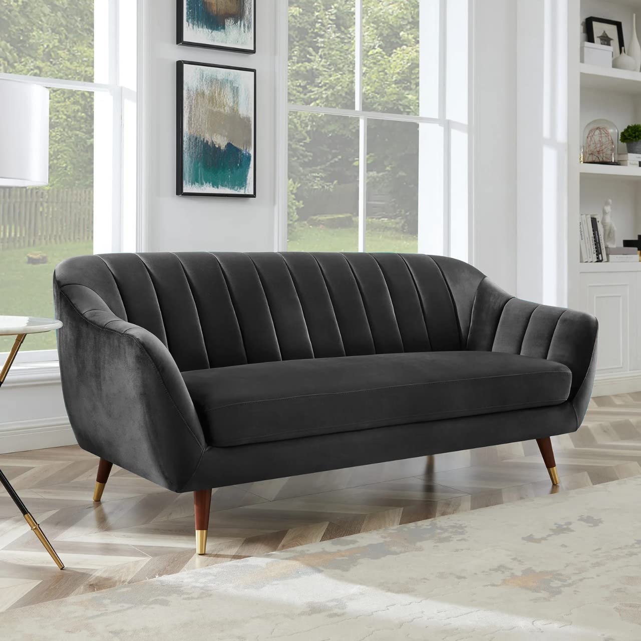AMATA Marino 3 Seater Grey Suede Velvet Fabric Sofa Set with Two Cushions Perfect for Home Office Guests Living Room (01 Grey, 3 Seater)(3 Year Warranty)