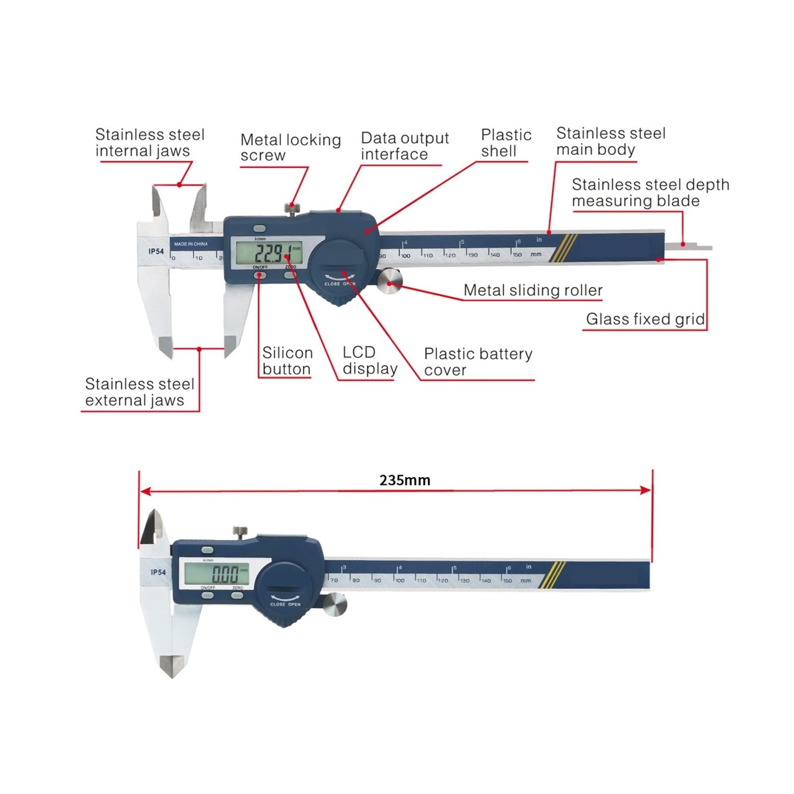 Suwmiarka Cyfrowa Z Hartowanej Stali Nierdzewnej 0-150 Mm Suwmiarka Elektroniczna(0-300mm)