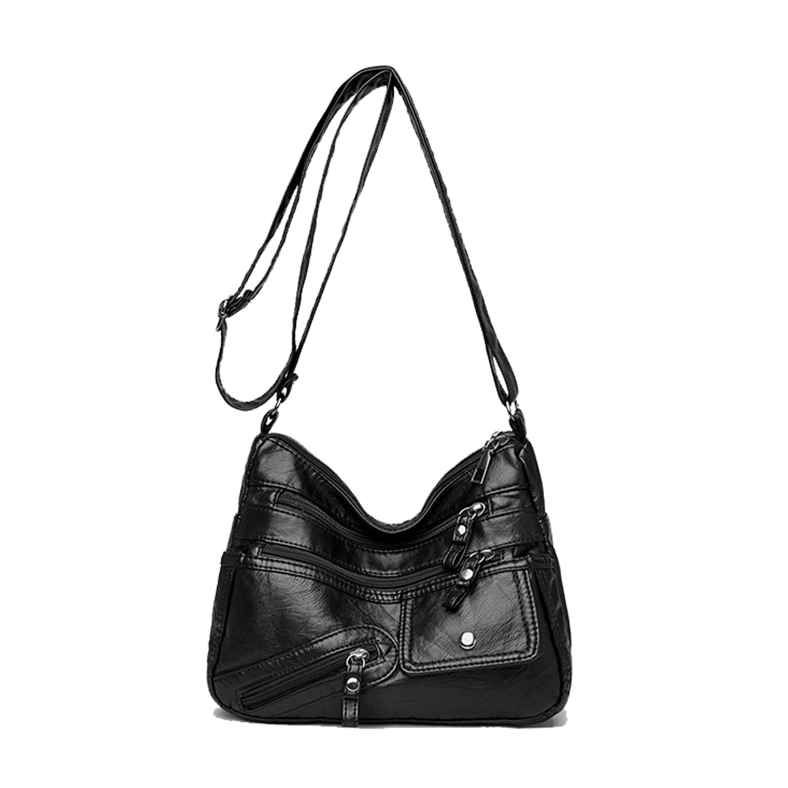 WITERY Crossboby Bag for Women - Soft PU Leather Multi-Pocket Shoulder Bag Handbag with Adjustable Strap
