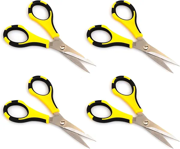 EK Tools Cutter Bee Scissors 4 Pack, Black and Yellow, Multi Pack Scissors for Fabric, Embroidery, Crafting, Herbs, Gardening, Office, Home, & More