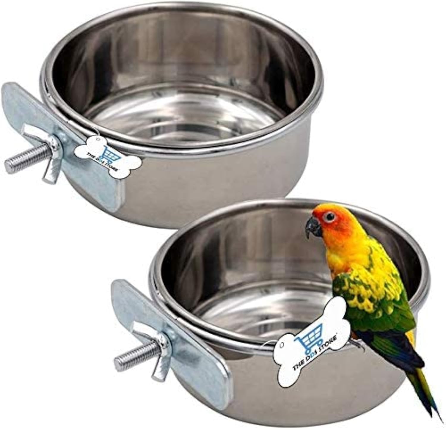 Bird Feeding Dish Cups, Parrot Food Bowl Holder-Stainless Steel Coop Cup, Bird Cage Water Bowl for Parakeet African Greys Conure Cockatiels Lovebird Budgie Chinchilla (300.ml Clamp Pack of 2) (B099PK6CDG) Amazon Price History, Amazon Price Tracker