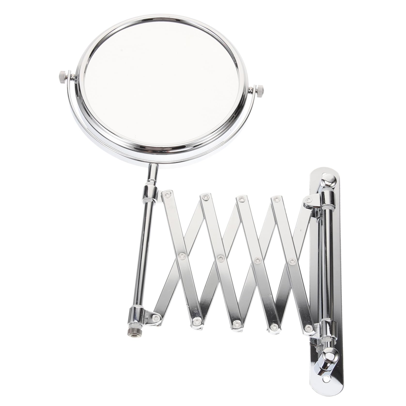 Specchio da Bagno da Parete in Metallo Argento, Specchio Cosmetico Rotondo Estensibile a Doppia Faccia Ingrandimento 3x, Rotazione 360 Gradi per Trucco e Rasatura