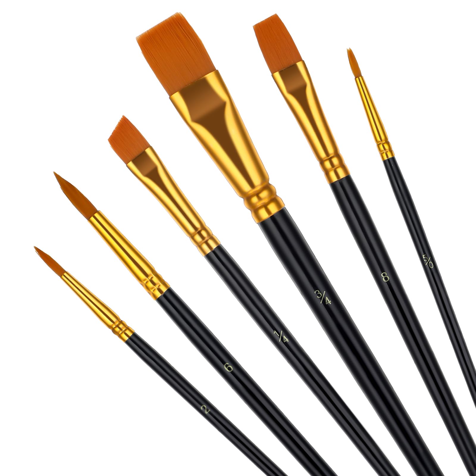 simarro Cake Painting Brushes, 6 Pcs 6 Size Nylon Soft Hair Cake Paint Brush Food Decorating Brushes Tools