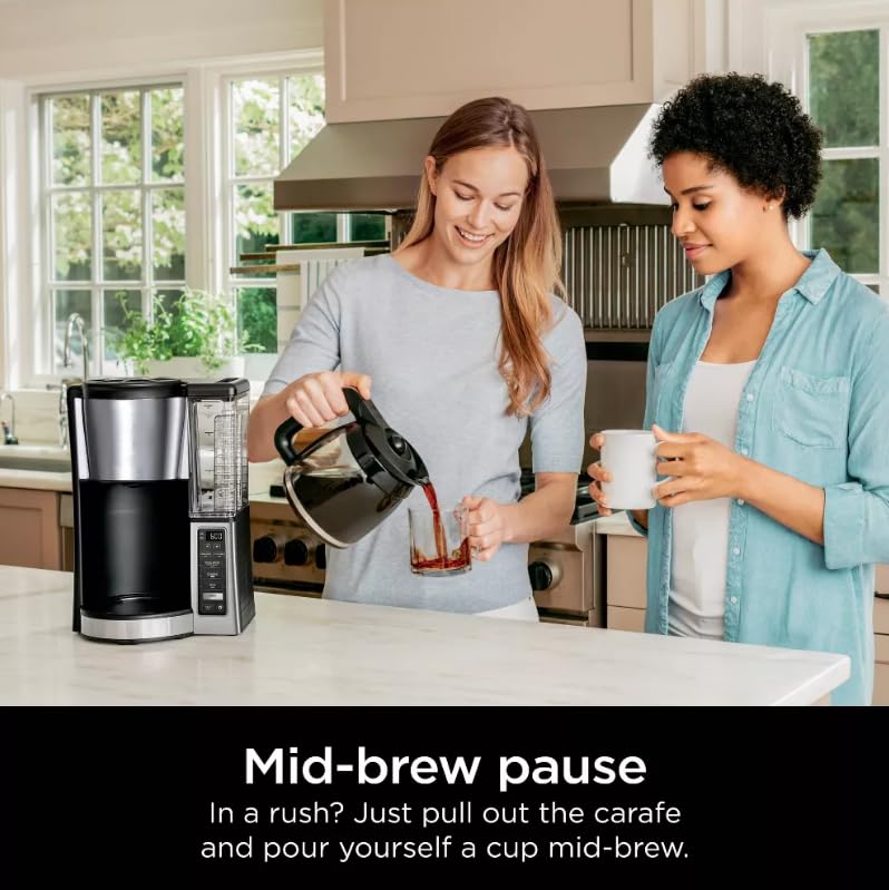 Niinjaa 12 Cup Programmable Coffee Brewer, 2 Brew Styles, Adjustable Warm Plate, 60 oz Water Reservoir, Delay Brew, color Black/Stainless Steel (model CE 251) — view 6