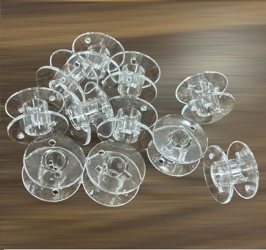 Zenith Plastic Bobbins Set of 12 Pieces - Compatible with Singer, Usha, Brother Sewing Machines | Includes Bobbins & Storage Box for Sewing Machine Accessories