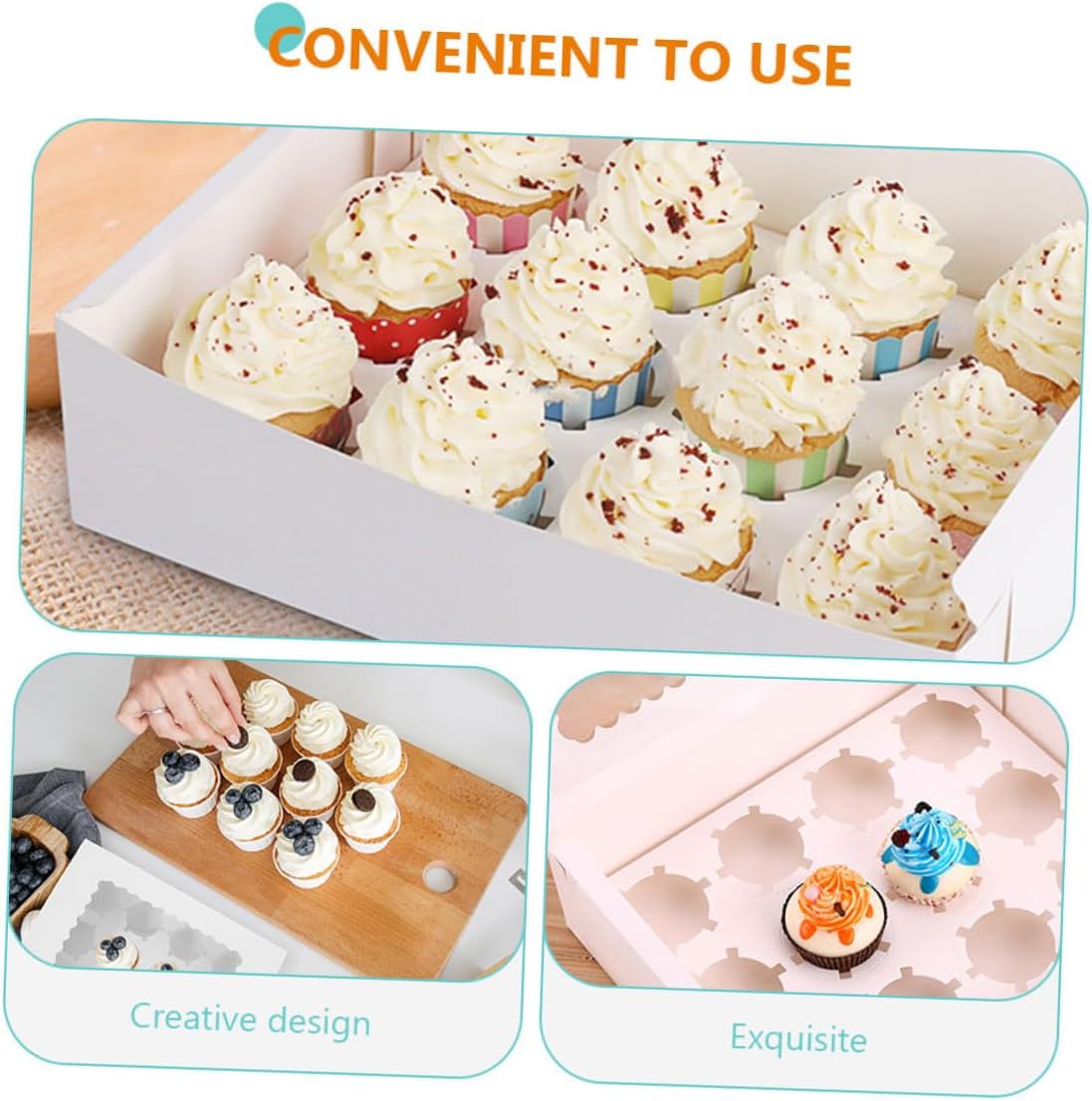 10pcs Muffin Cake Packing Boxes with Window, Paper Cupcake Carriers for Bakery and Pastry Storage, White Cardboard Egg Tart Boxes Suitable for Party and Takeout