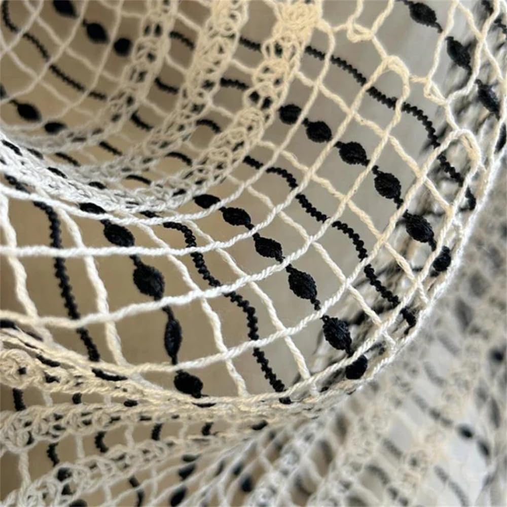 Malla Resistente de Nailon y Spandex, Tela a Rayas Tejida Hueca Hecha a Mano Ropa de Malla DIY Costura por Metro Beige 1-1,5 m | 1.5 meters