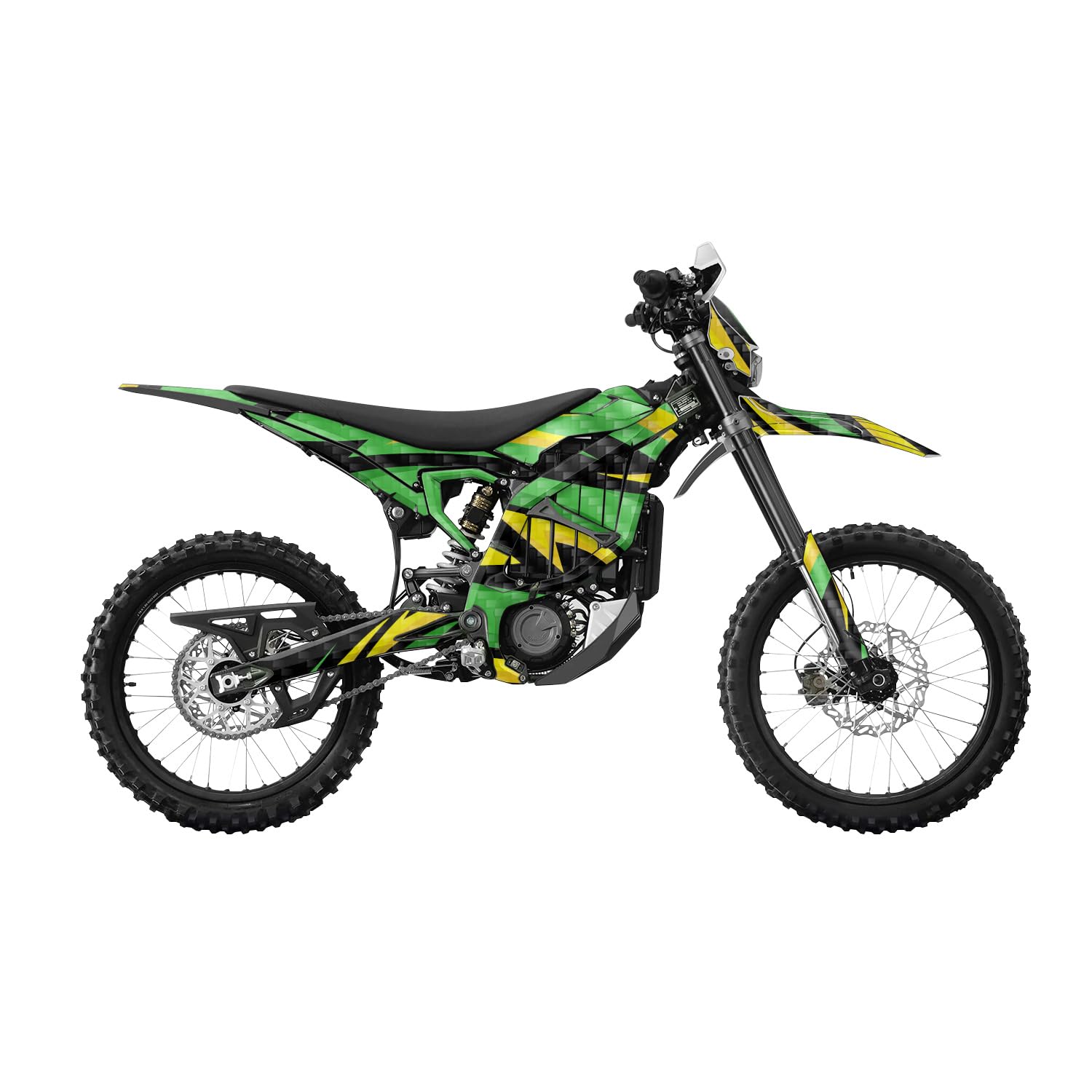 Carbon Fiber Surron Ultra Bee Graphics Kit Wrap - Tribal Green - Sur-Ron Skin - Premium 3M Vinyl Protective Wrap Decal Cover - Easy to Apply | Crafted in The USA by MightySkins