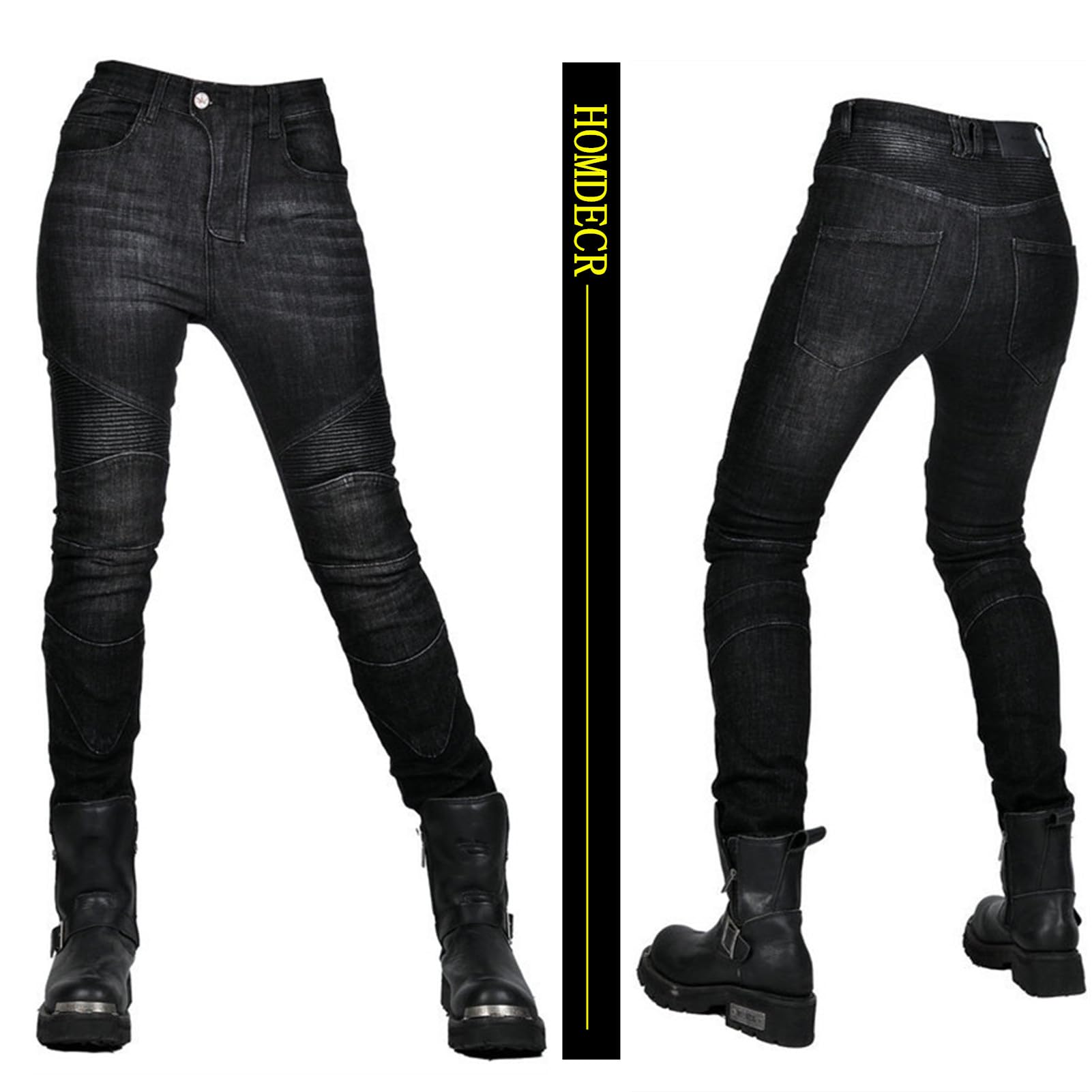 Femme Pantalon Moto,Jeans Moto Très Extensible Respirant Imperméable Randonnee Pantalon De Travail Cargo Racewear Protection Moto Pantalon avec 4 Protéger Pads Amovibles