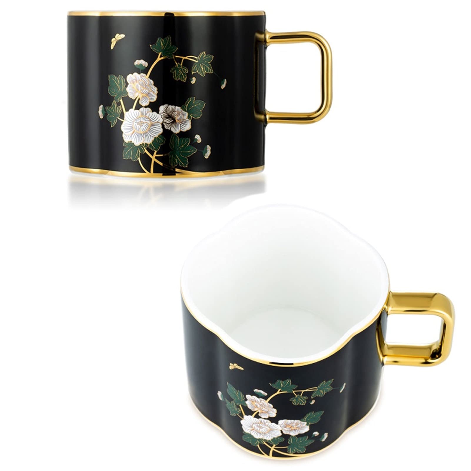 Juego de Tazas de café Juego de 3 Tazas de café de cerámica de Gran tamaño Restaurante Porcelana Tazas apilables Platillos Café Latte Estilo Chino y té Tazas ne