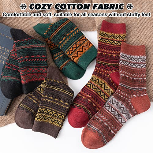 IIG 3-6 Pairs Men Dress Cotton Socks Funky Colorful Pattern Wool Crew Socks3