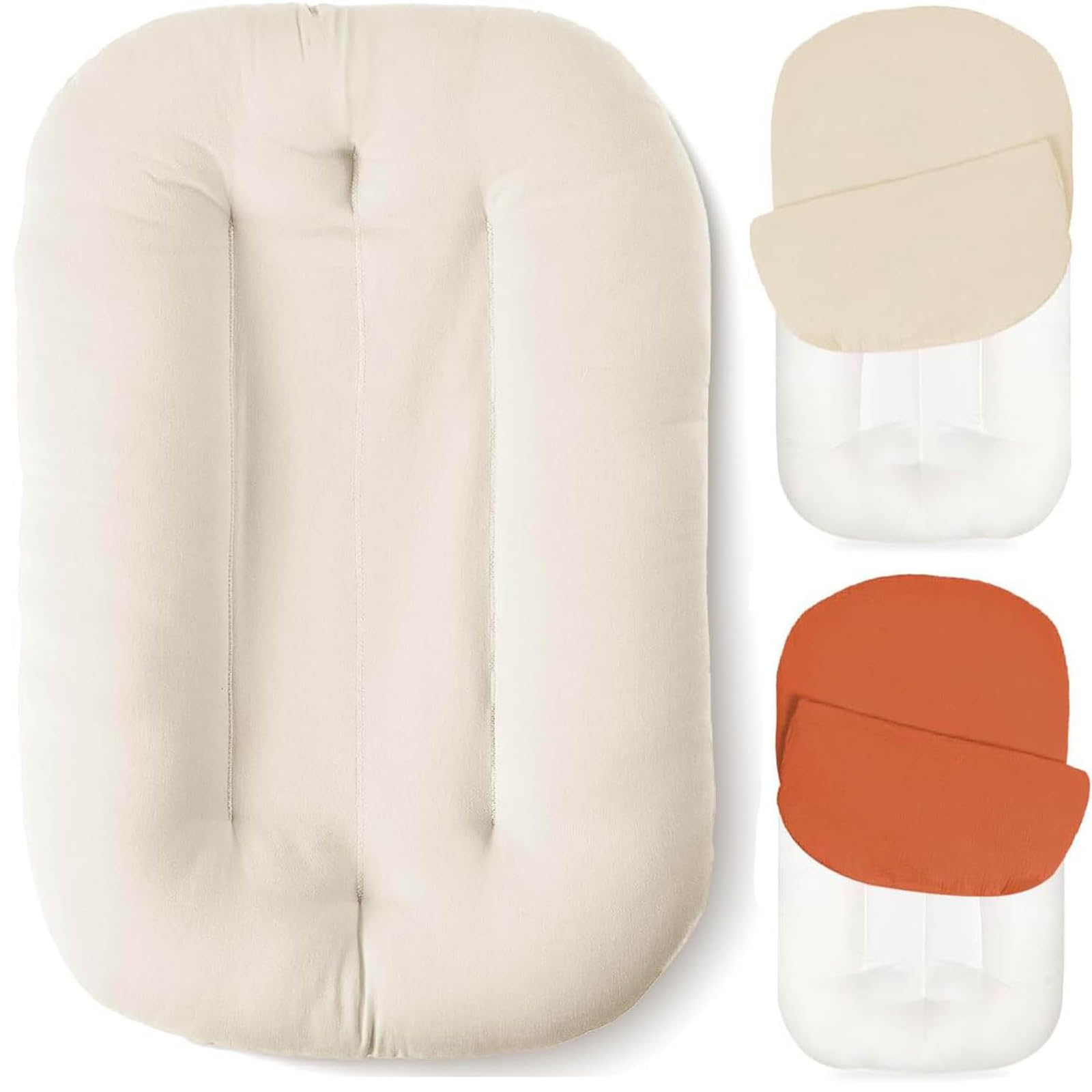 Lounger Pillow for 0-24 Pillow Lounger 0-12 Months, Floor Seats & Loungers, Soft Cotton Breathable (Beige) - 2