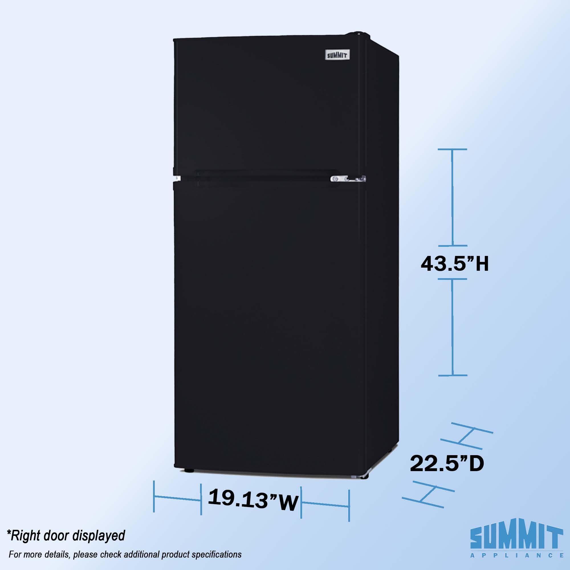 Summit 19” Refrigerator, 4.3 cu.ft. Capacity, Freezer, Undercounter, ADA Compliant, 43” Height, Black - FF713BLHD (Left Handed Door Swing) on Fridge.com
