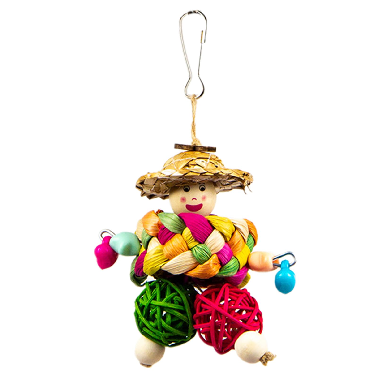 oringnat Hanging Bird Bites Chewing Toy Small Hanging Cage Toy Paper/Rattan Pet Chew Resistances Molar Supplies