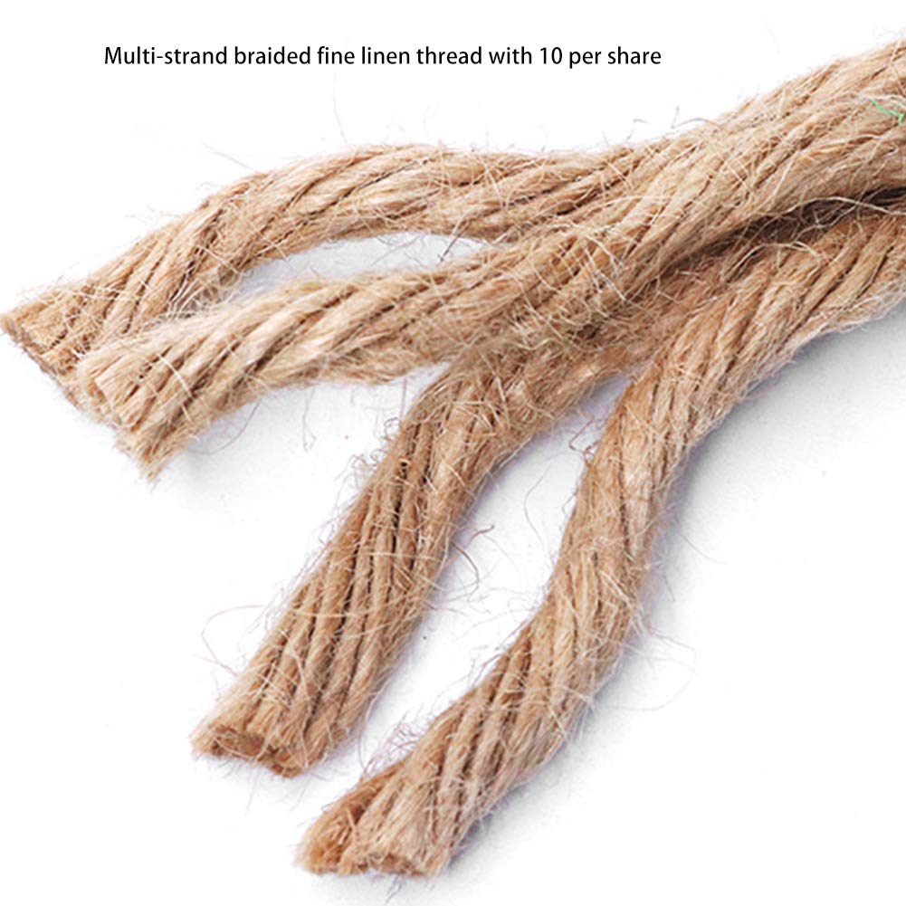 AIZYR Multiuso Corda di Canapa Artigianale - Spago di Iuta Naturale per Packaging Arts, Impacchettamento della Decorazione dei Mestieri, Scratcher per Gatti Fai da Te,9mm